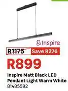 Leroy Merlin Inspire Matt Black LED Pendant Light Warm White 81485592 offer