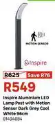 Leroy Merlin Inspire Aluminium LED Lamp Post With Motion Sensor Dark Grey Cool White 96cm 81494884 offer