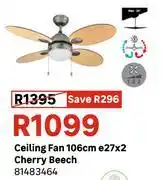 Leroy Merlin Ceiling Fan 106cm E27 x 2 Cherry Beech 81483464 offer