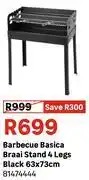 Leroy Merlin Barbecue Basica Braai Stand 4 Legs Black 63 x 73cm 81474444 offer