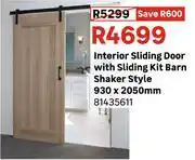 Leroy Merlin Interior Sliding Door With Sliding Kit (Barn Shaker Style) 930 x 2050mm 81435611 offer