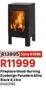 Leroy Merlin Fireplace Wood Burning Ecodesign Panadeo Alina Black 6.3KW 81463195 offer