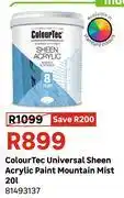 Leroy Merlin ColourTec Universal Sheen Acrylic Paint Mountain Mist 81493137-20Ltr offer