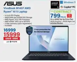 Incredible Connection Asus VivoBook M1407 AMD Ryzen AI 5 Laptop offer