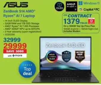 Incredible Connection Asus ZenBook S14 AMD Ryzen AI 7 Laptop offer