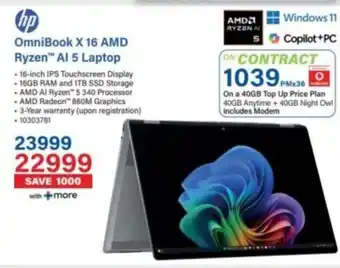 Incredible Connection Hp OmniBook X 16 AMD Ryzen AI 5 Laptop offer