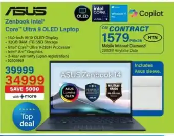 Incredible Connection Asus Zenbook Intel Core Ultra 9 OLED Laptop offer