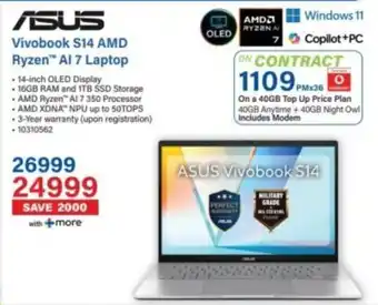 Incredible Connection Asus Vivobook S14 AMD Ryzen AI 7 Laptop offer