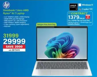 Incredible Connection Hp Omnibook 7 Aero AMD Ryzen AI 7 Laptop offer