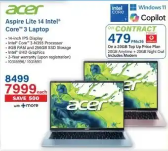 Incredible Connection Acer Aspire Lite 14 Intel Core 3 Laptop offer