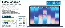 Incredible Connection Apple MacBook Neo 13 Inch A18 Pro 6 Core CPU offer