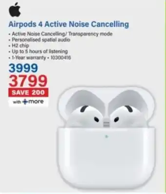 Incredible Connection Apple Airpods 4 Active Noise Cancelling offer