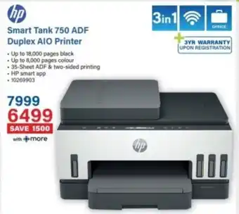 Incredible Connection Hp Smart Tank 750 ADF Duplex AIO Printer offer