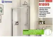 Leroy Merlin Sensea Essential Shower Door Pivot Chrome With Clear Glass 90 x 185cm 81462263 offer