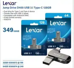 Incredible Connection Lexar Jump Drive D400 USB 3.1 Type-C 128GB offer