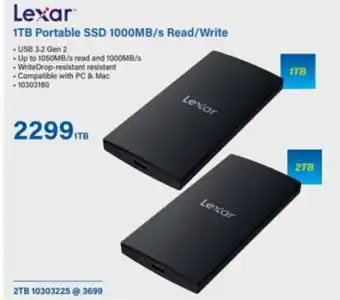 Incredible Connection Lexar 1TB Portable SSD 1000MB/s Read/ Write offer