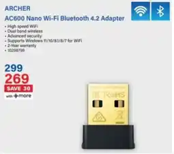 Incredible Connection Archer AC600 Nano Wi-Fi Bluetooth 4.2 Adapter offer