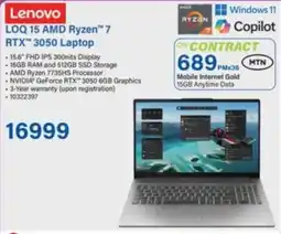 Incredible Connection Lenovo LOQ 15 AMD Ryzen 7 RTX 3050 Laptop offer