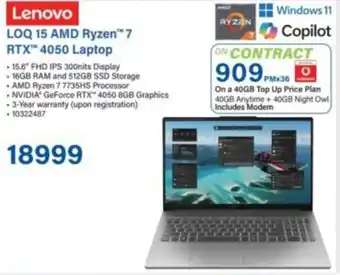 Incredible Connection Lenovo LOQ 15 AMD Ryzen 7 RTX 4050 Laptop offer