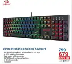 Incredible Connection Redragon Surara Mechanical Gaming Keyboard offer