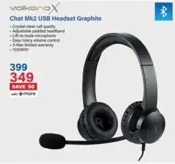 Incredible Connection Volkano X Chat Mk2 USB Headset Graphite offer