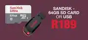 MRP Sansisk 64GB SD Card Or USB offer