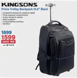 Incredible Connection Kingsons Prime Trolley Backpack 15.6" Black offer