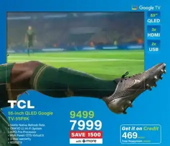 Incredible Connection TCL 55-inch QLED Google TV-55P8K offer