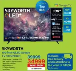 Incredible Connection Skyworth 100-inch QLED Google TV offer