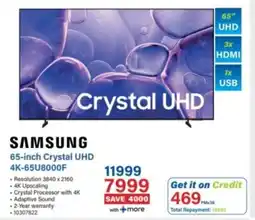 Incredible Connection Samsung 65-inch Crystal UHD 4K TV offer