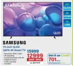 Incredible Connection Samsung 75-inch QLED Q6FA 4K Smart TV offer