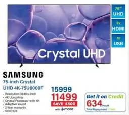 Incredible Connection Samsung 75-inch Crystal UHD 4K TV offer