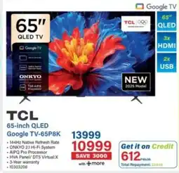 Incredible Connection TCL 65-inch QLED Google TV-65P8K offer