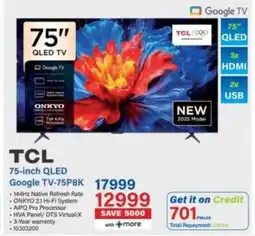 Incredible Connection TCL 75-inch QLED Google TV-75P8K offer