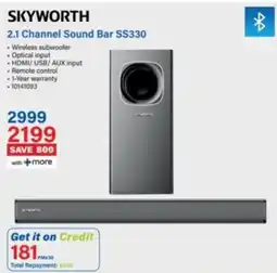 Incredible Connection Skyworth 2.1 Channel Sound Bar SS330 offer