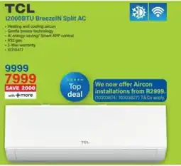 Incredible Connection TCL 12000BTU BreezeIN Split AC offer
