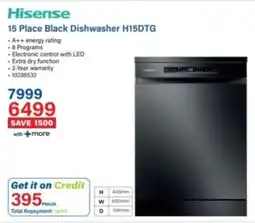 Incredible Connection Hisense 15 Place Black Dishwasher H15DTG offer