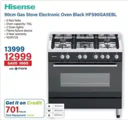 Incredible Connection Hisense Gas Stove Electronic Oven Black offer