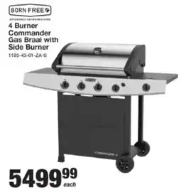 Mica Born Free 4 Burner Commander Gas Braai with Side Burner offer