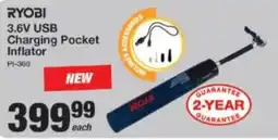 Mica Ryobi 3.6V USB Charging Pocket Inflator offer
