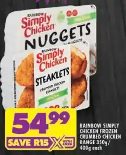 Shoprite Rainbow simply chicken frozen crumbed chicken range offer