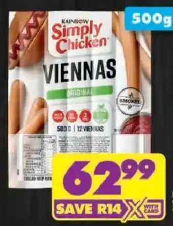Shoprite Rainbow simply chicken viennas offer