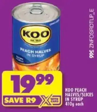 Shoprite Koo peach halves/ slices in syrup offer
