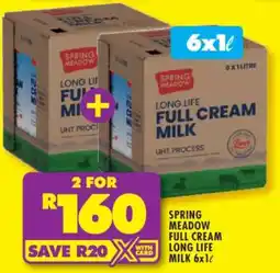 Shoprite SPRING MEADOW FULL CREAM LONG LIFE MILK 6x1ℓ offer