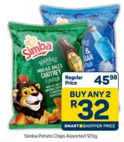 Pick n Pay Simba Potato Chips Assorted 120g offer