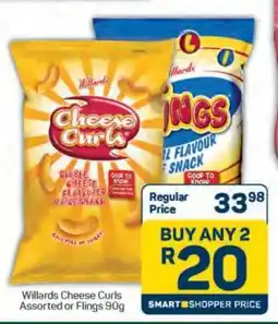 Pick n Pay Willards Cheese Curls Assorted or Flings 90g offer