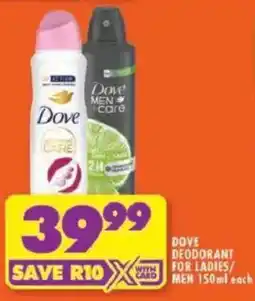 Shoprite Dove deodorant for ladies/ men offer