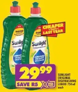 Shoprite Sunlight original dishwashing liquid offer