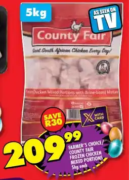 Shoprite Farmer's choice/ county fair frozen chicken mixed portions offer