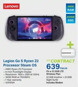 Incredible Connection Lenovo Legion Go S Ryzen Z2 Processor Steam OS offer
